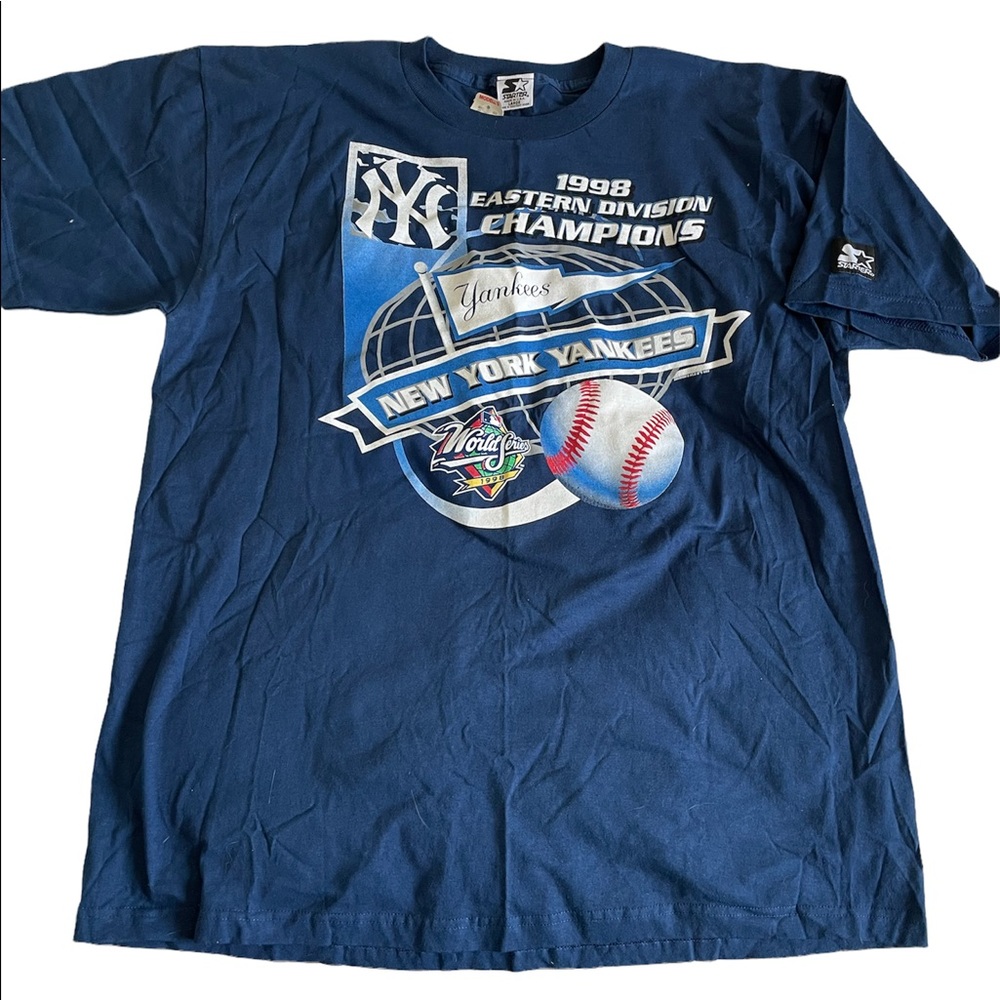 Vtg Starter NY Yankees 1998 Eastern Division Champions Shirt Size L